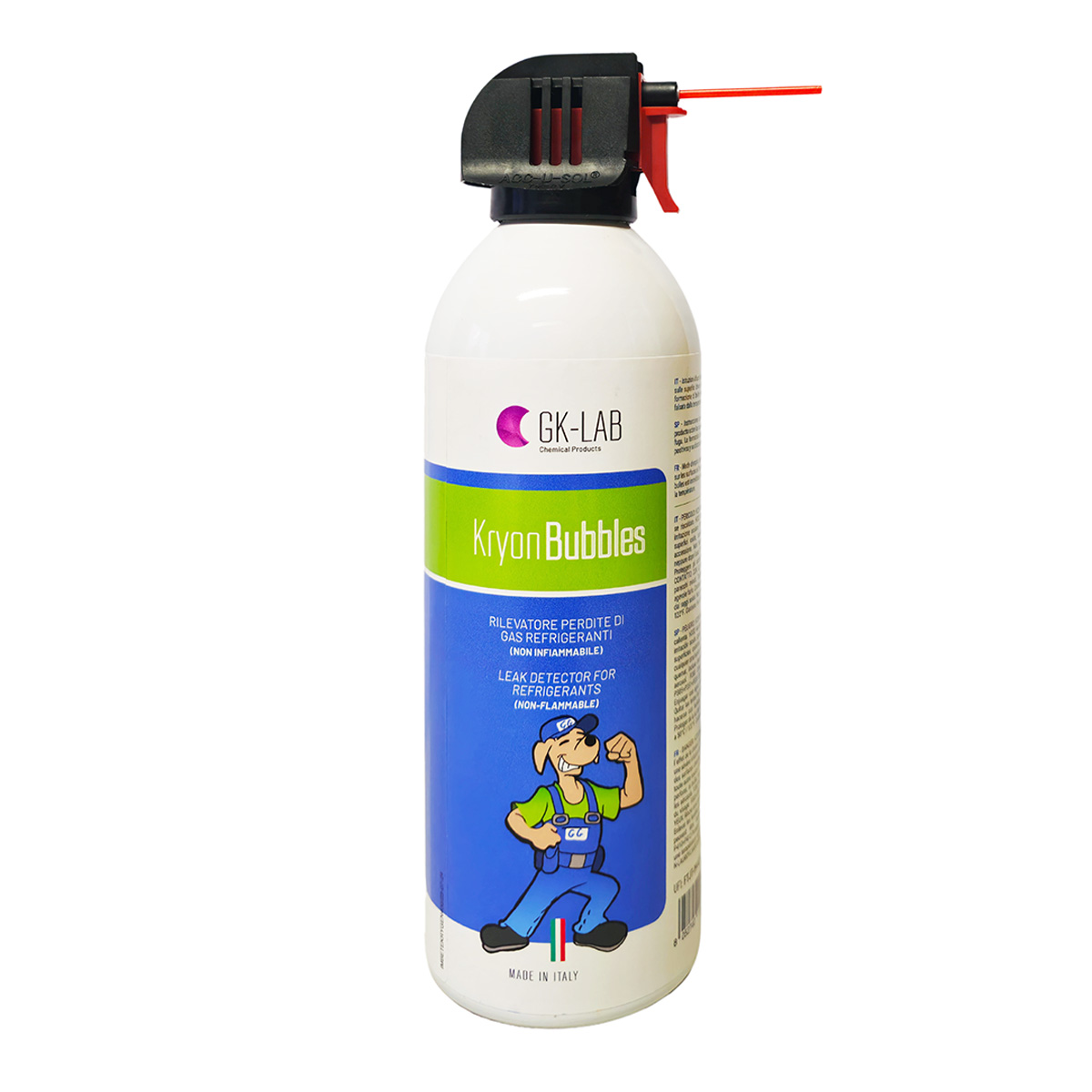 KryonBubbles - Cercafughe schiumogeno  spray per gas non infiammabili in bombola in alluminio da 400 ml